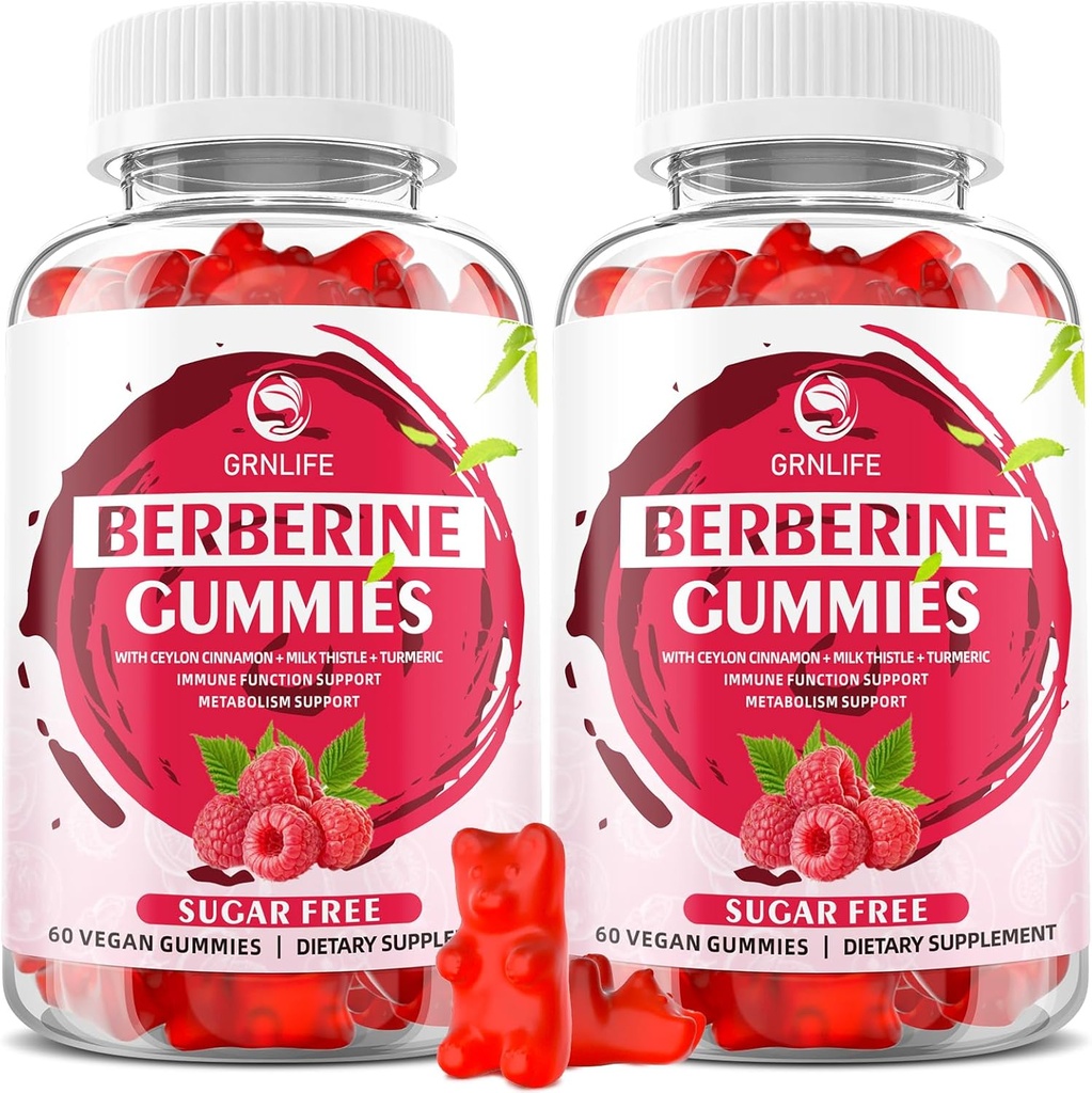 Berberine Gummys 配色兰桂 1500mg 高概率 柏柏林 HCL 配色和代谢支持 糖无糖 拉斯贝里 Flavor - 120 Counter
