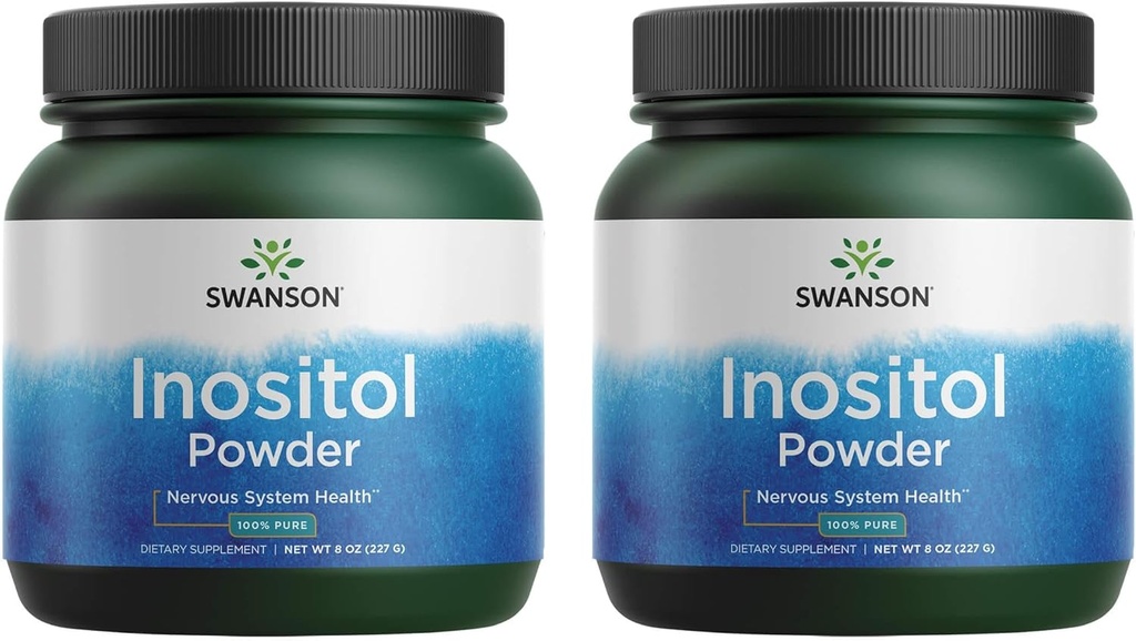 Swanson 100% 纯 Inositol 粉末 - 促进焦点和放松的自然补充 - Nerve & Cellular 支持 - (8oz) 2 Pack