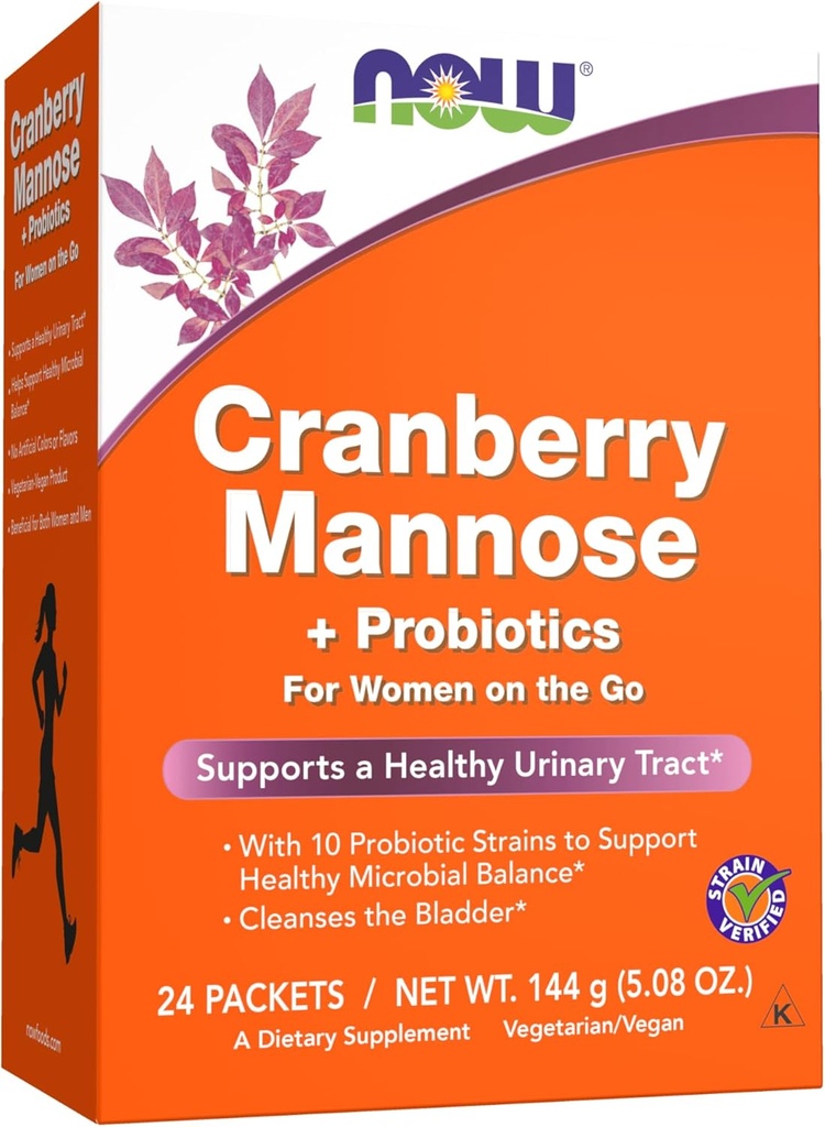 Now 补充品,Cranberry Mannose + 配有10种亲生细菌草原的亲生药物,24/Box
