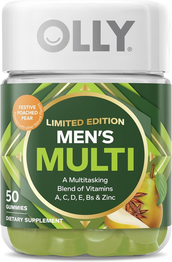 OLLY Men's Multi,维生素A,C,D,E,B,锌,有限版,Festive Poached Cider - 50ct