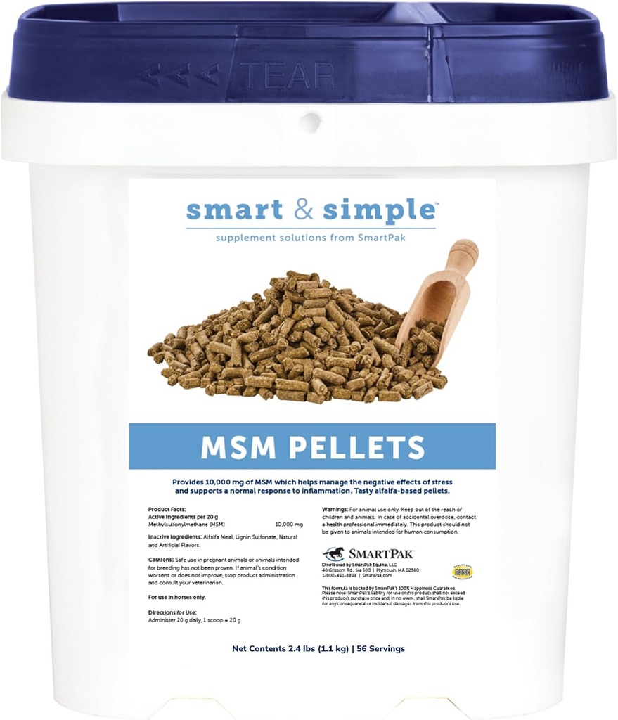 Smart & Simple MSM Pelles QQ 帮助管理压力的效应 QQ 马的辅助辅助助力 细胞和组织强化 56 服务 QQ 2.4 lb Bucket