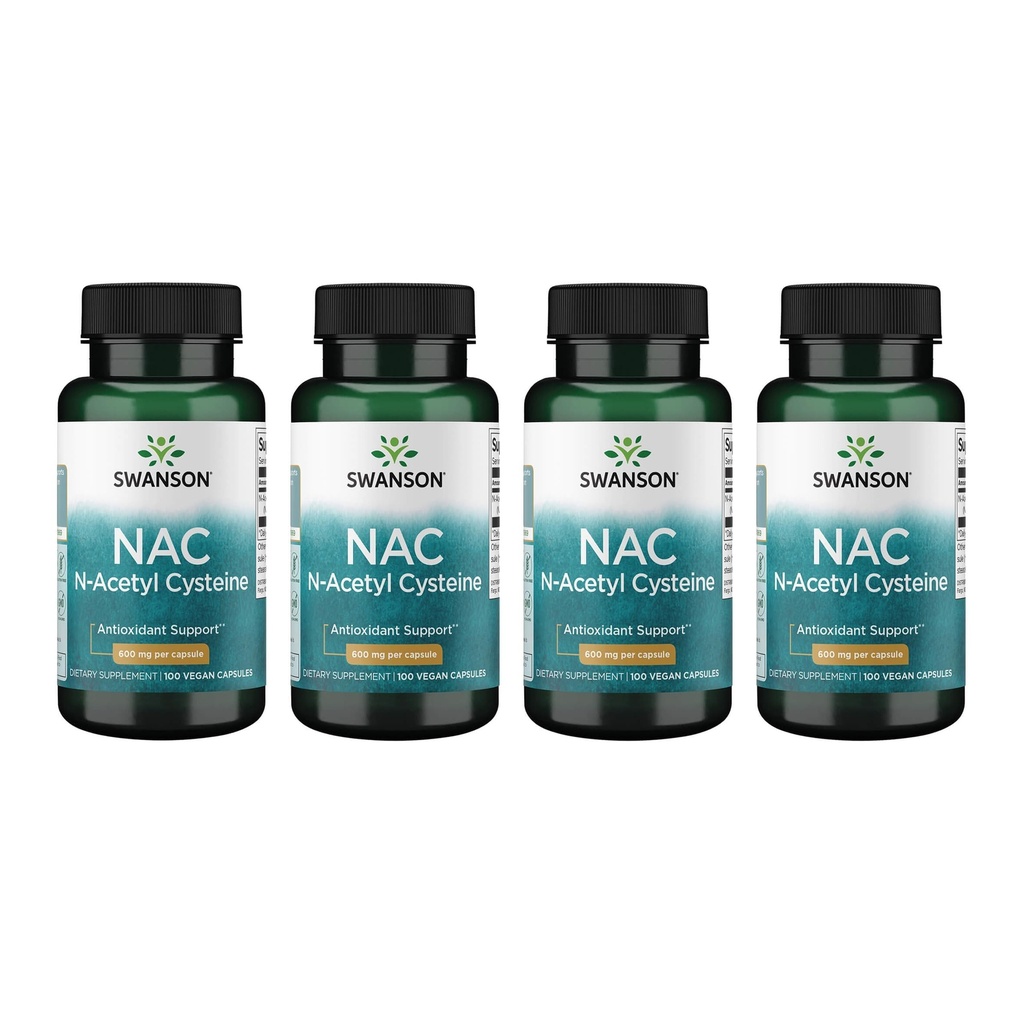 Swanson NAC - N-乙酰丙烯-补充600毫克100卡普尔(4包)