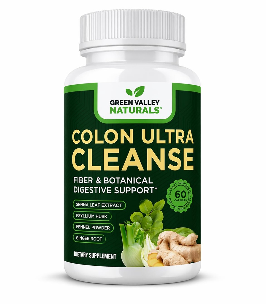 Colon Cleanse - 自然解决Colon健康 - 自然泻药 - 便秘救济 - Gut Detox - Probiotics - 24小时内开始工作 - 支持自然鲍尔韵律(1瓶,60个计数)