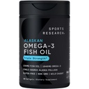 体育研究三重力量 Omega 3 鱼油 - Burpless Fish Oil Supplement w/EPA & DHA 单源野生阿拉斯加的脂肪酸 - 1,250 mg,180 cm