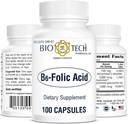 生物-技术药用B6-叶酸,100 Capsules – 全自然补充剂 – 支持心血管,骨骼,神经系统健康 – 无乳制品,鱼,格鲁滕,花生,壳鱼,Halal, & Soy – no