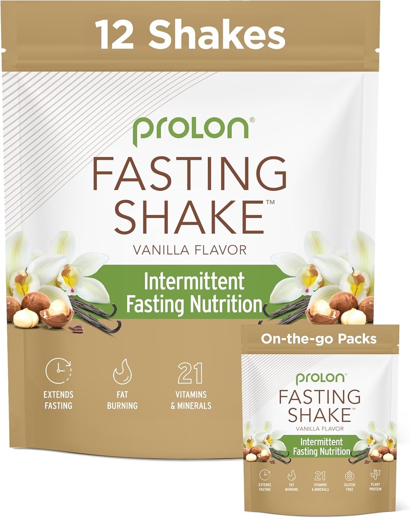 Prolon Intermittent Fasting drink Mix QQ 摇摆用于间歇性快餐 维生素 纤维 植物基蛋白 超级食品 QQ Keto, Vegan, Gluten Free, Dairy Free QQ Vanilla, (12 ct)