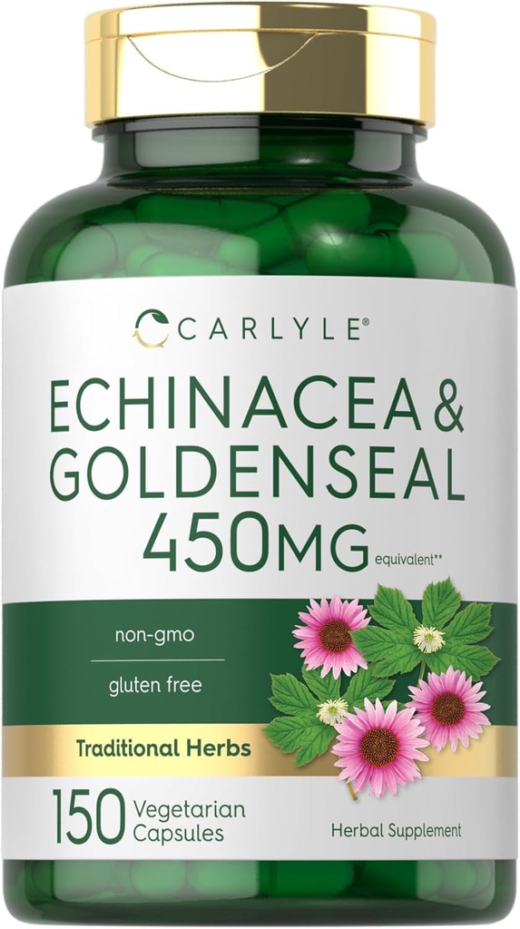 Carlyle Echinacea Goldenseal Capsules 150 植物学家,非GMO,格卢滕自由