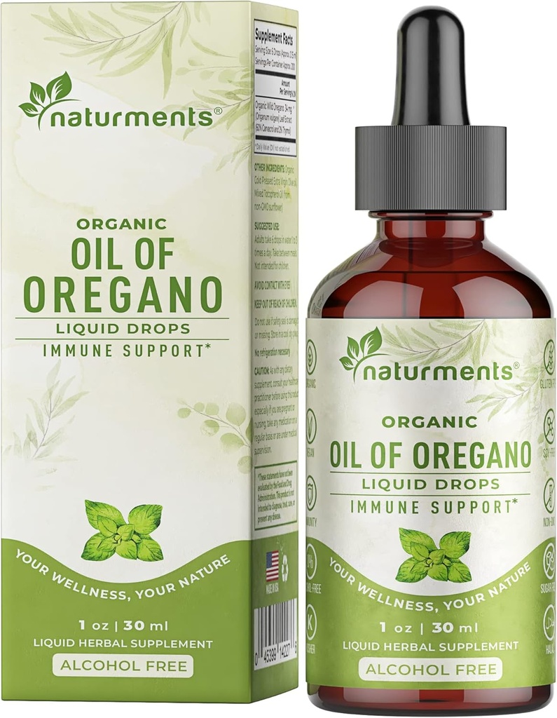 (原始内容存档于2018-03-26). Naturments Oregano Oil Drops for Imune Support & Gut Health. Vegan、N-GMO、无糖和Gluten 自由有机地中海 Oregano Oregano 石油加有机外生橄榄油 - 1 Fl Oz 30 Ml