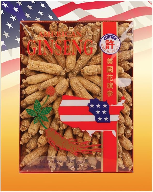 HSU的Ginseng SKU 134-8 → 半矮小 → 1 → 来自威斯康辛州马拉松县的培养出来的美国Ginseng → → | 8oz Box, 西洋参, B01M23UW57