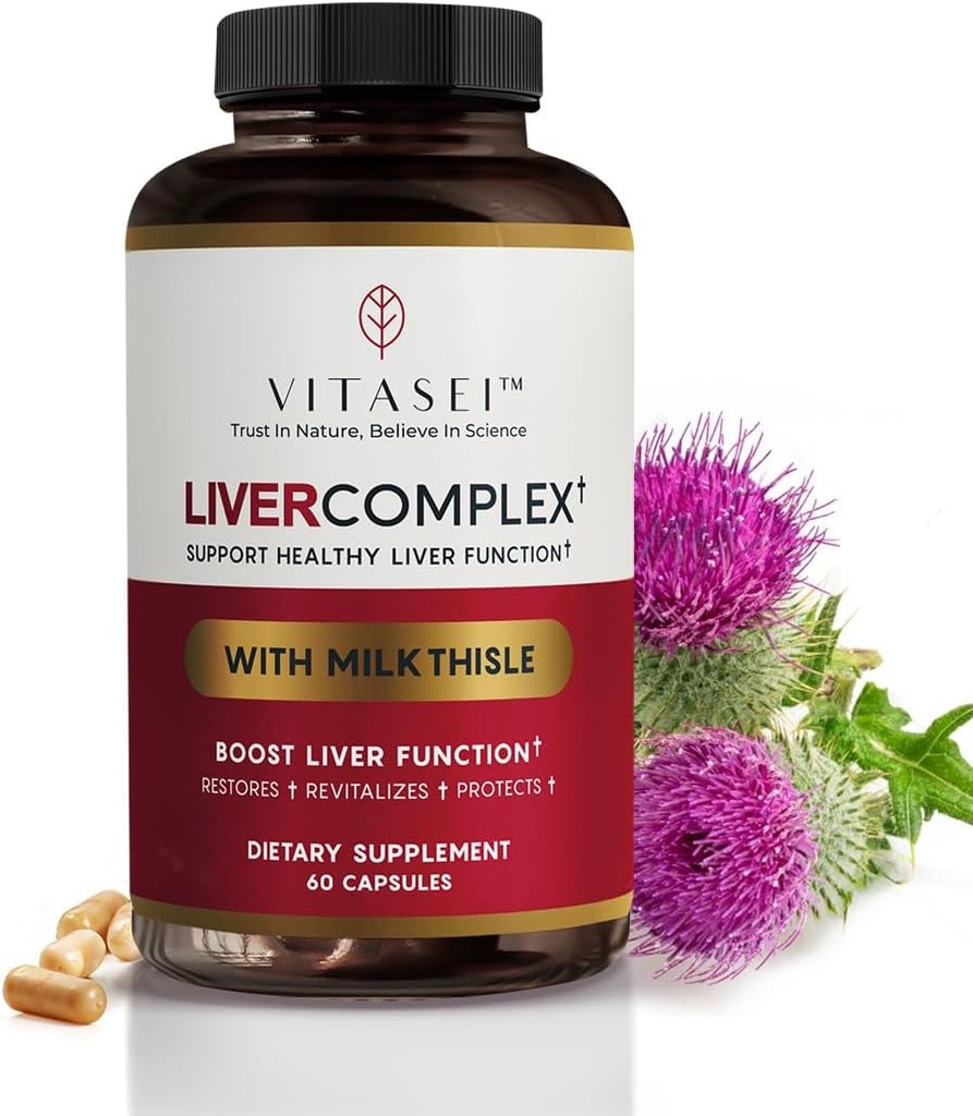 VITASEI Liver Cleanse Detox & Reference, Liver Complex W/Millk Tetle Extraction, Garcinia, Curcumin C3, 支持草药饮食补充,女性和男性解毒格式, 60 Capsules