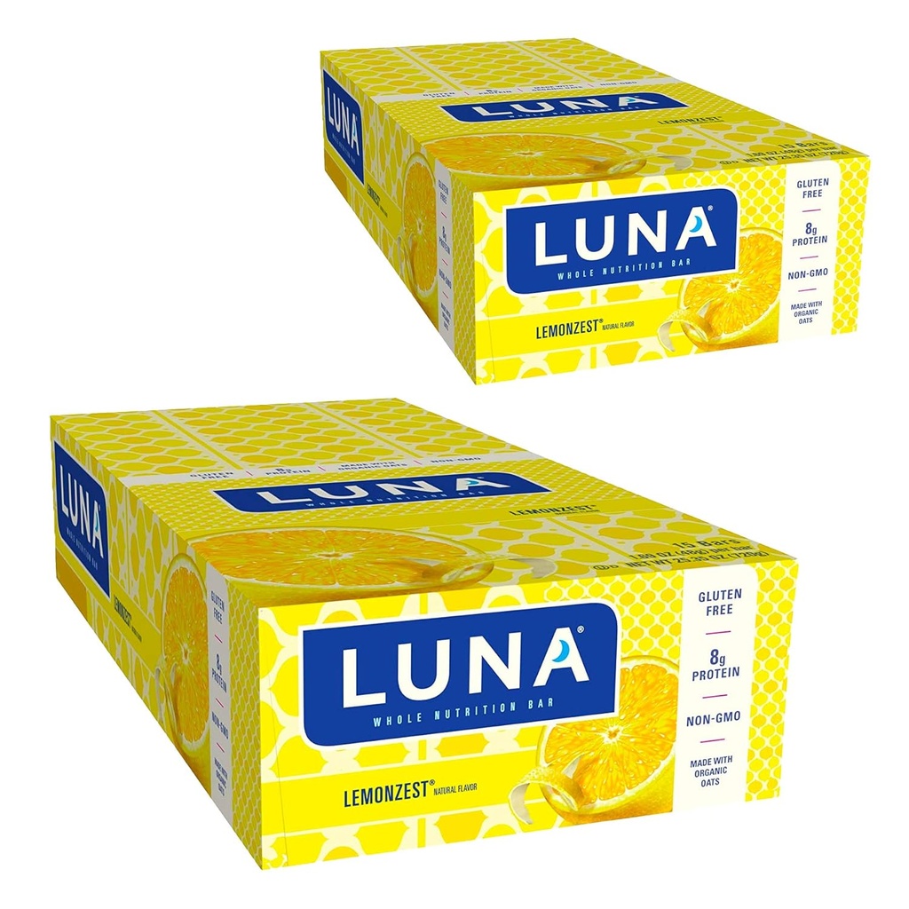 LUNA BAR - Gluten自由酒吧 - Lemon Zest Flavor - (1.69 Ouence Snack Bars, 30 Counter) (英语).
