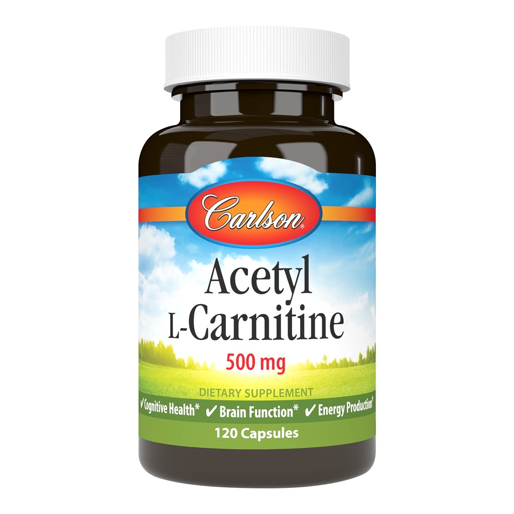 Carlson - 乙酰L-Carnitine,500毫克,认知健康,脑功能和能源生产,120卡普尔