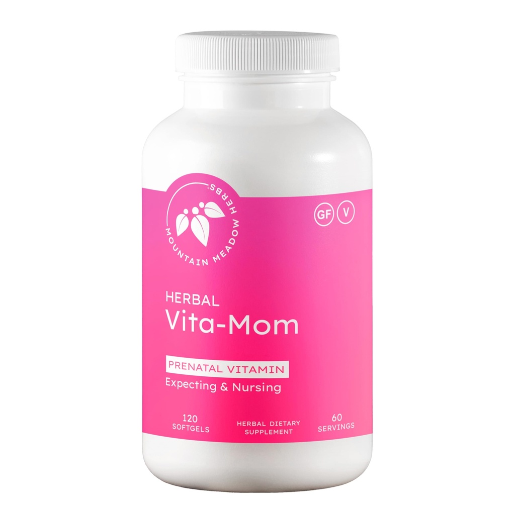 Meadow Herbs Vita-MOM 产前维生素 — 含叶酸、铁、多维塔明和有机草药的妇女草药补充剂 — 120 软胶(2-月供应)