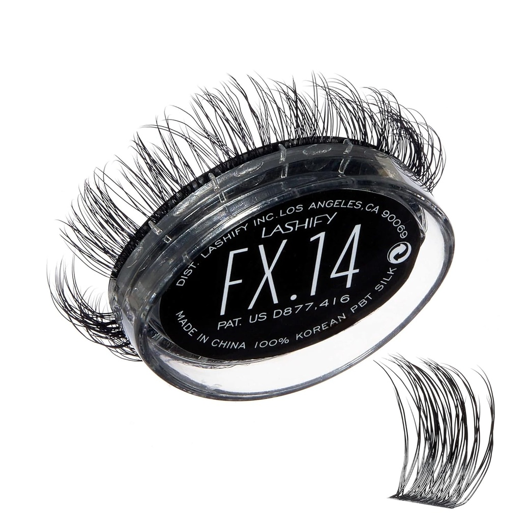 Lashify Fluffy FX 14mm Gossamer DIY 眼线扩展重填,用于最曲折和最流线的外观,黑色,容易的假拉壳