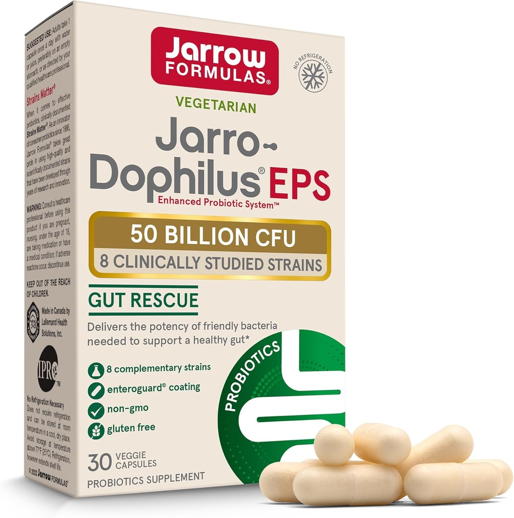 Jarrow Formules Jarro-Dophilus EPS - 每人50亿个有机体 – 30个肠内染色菌盖 - 多轨配体 - 肠内和免疫健康 - 最多30个