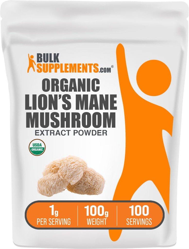 Bulk Assupports.com 有机狮子的马内蘑菇提取剂 粉末 - 狮子马内补充剂 蜂蜜的超级食品 - Vegan,每服1g,100g(3.5 oz)(包1)