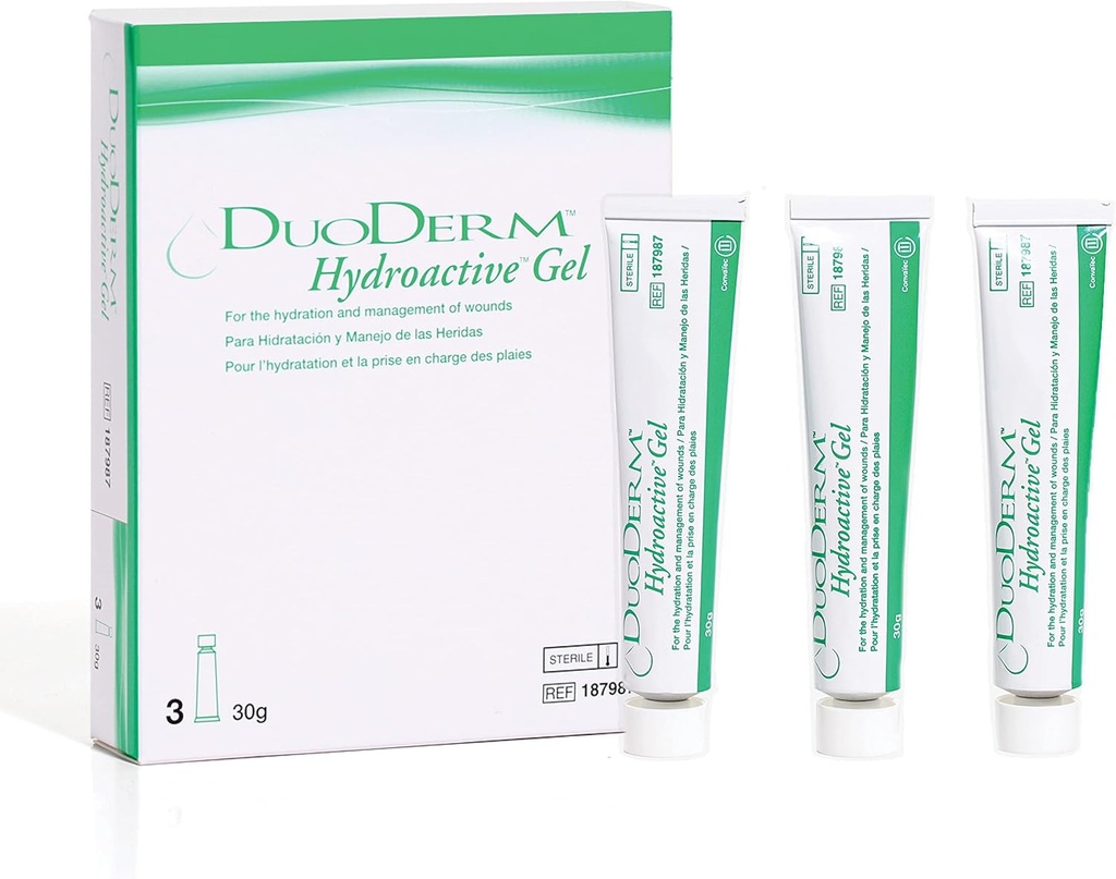 ConvaTec DuoDERM 水活性固醇,30 Grams Tube 用于管理局部和全毛伤口, Aids Autolytic Debridement, 187987, Box of 3 Tubes