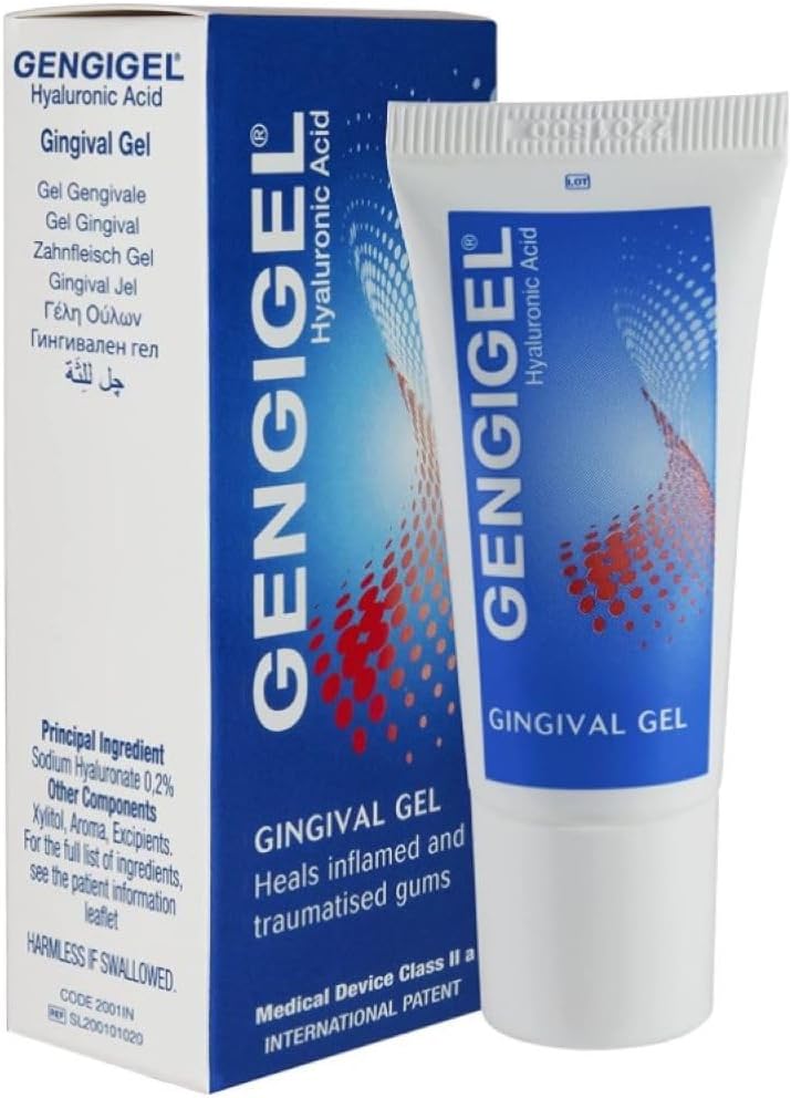 Gengigel Hyaluronic Acid Organization Gel for Mooth & Gum Discomfort (20ml), Soothes Iritize, 推广自然愈合和保护精液口腔组织,无帕拉本或SLS, Vegan & Kosher