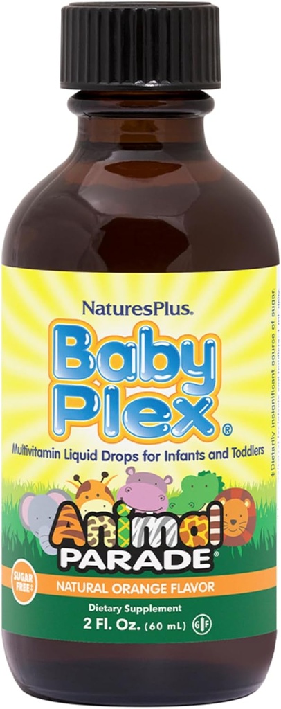 NaturesPlus 动物游行 婴儿Plex,天然橙色Flavor - 2 fl oz, pack of 2 - 婴儿和托德勒斯液体多维特敏 - 无糖,无胶 - 120 总服务