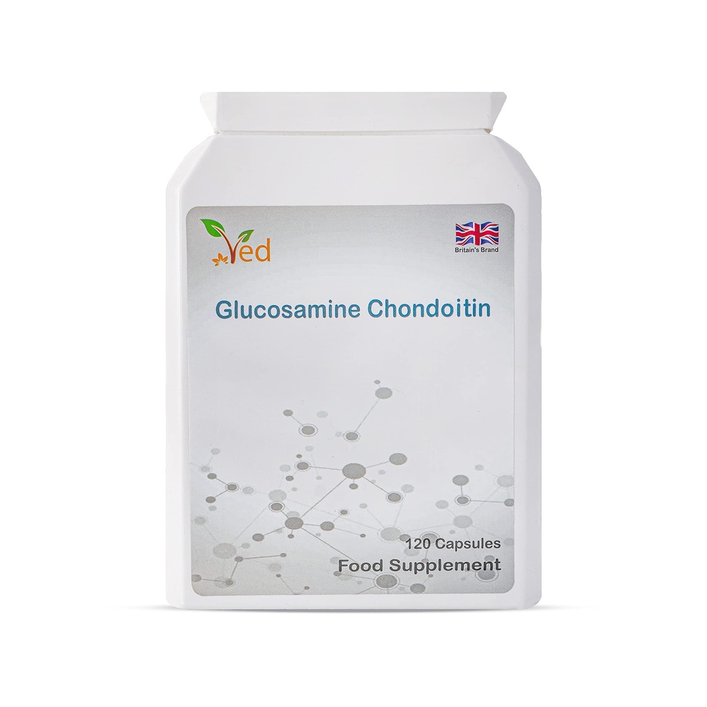 Ved Glucosamine Chondroitin Turmeric Vitamin C + 联合支持补编 + Non-GMO, Gluten Free → 120 Capsules → 60天供应.