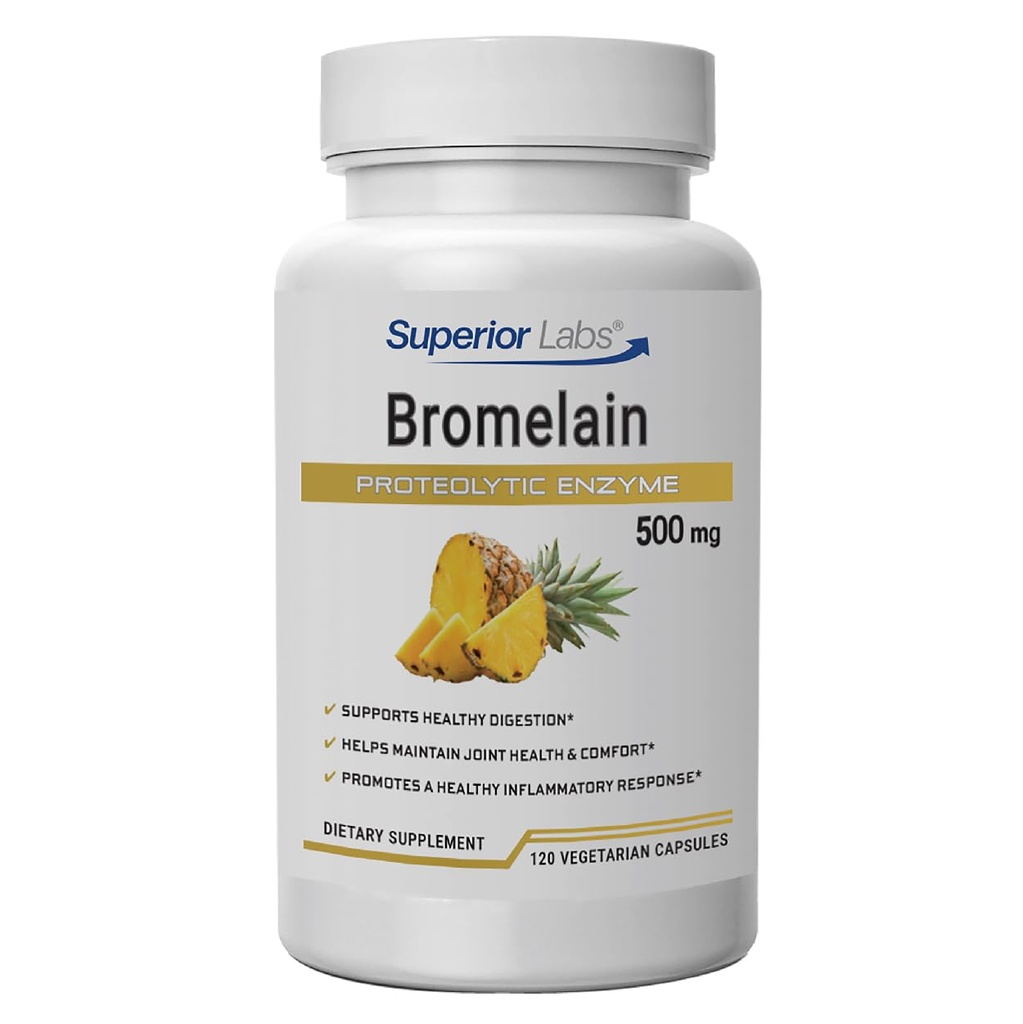 高级实验室 Bromelain 500mg – 2400 GDU/Gram Non-GMO Pineapple Enzyme,植物消化支持,促进联合舒适与组织健康 – 120 Veg Caps