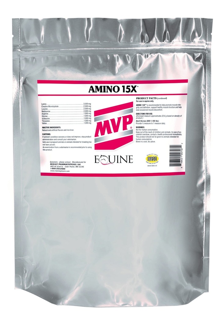 MVP 氨基15X(1.5lb)支持马的健康肌肉功能,发展和恢复.