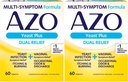 AZO Yeast Plus 双重救济药片,Yeast感染和阴道症状救济药片,Lieves Titching & Burning, 60 Countries (Pack of 2).