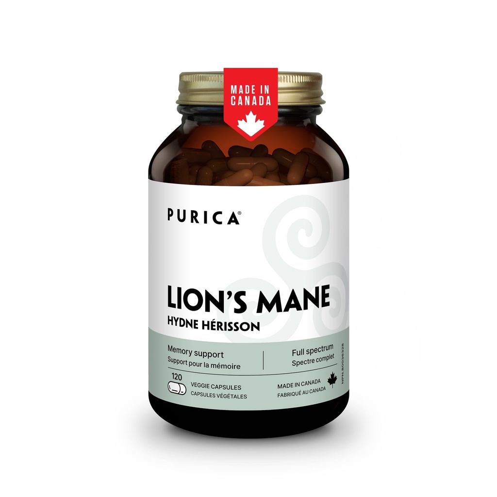 PURICA - 狮子的马恩微缩蘑菇,120 Vegan Capsules 60天供应 - 促进认知健康 - 非GMO和无Gluten - 重点和记忆支持 - 脑健康和改进文摘