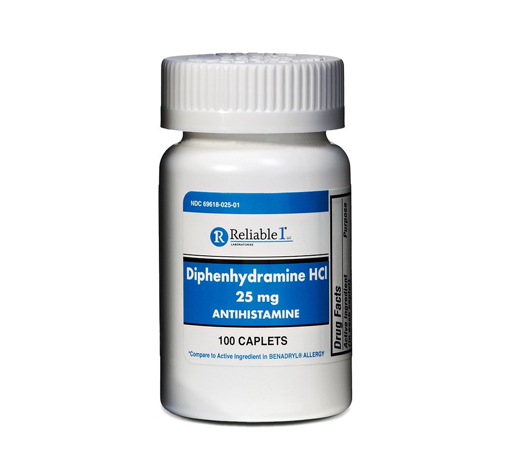 可靠 1 二苯胺HCI 25mg Antihistamine 100 Caplets (1瓶)
