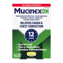 咳嗽抑制剂和预期剂,Mucinex DM 最大强度 12小时平板药,14厘米,1200毫克 Guaifenesin, 解放胸腔摄入,静湿和干咳, 1名医生推荐 OTC 预测剂