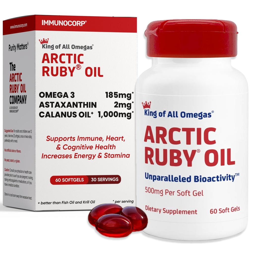北极Ruby Oil 1000mg – Omega 3 妇女和男人补编,有环保局,DHA & Astaxanthin 2mg – Fish & Krill 石油替代品 – 60 软胶(1包)