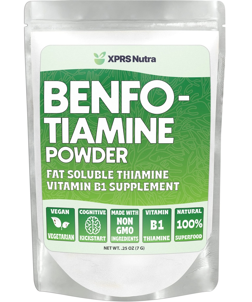 XPRS Nutra Benfotiamine Powder (Thiamine) - 脂肪可溶性快乐心 Thiamine 补编 - 高级维生素 B1 Benfotiamine for a Cowitive Boost - Vegan 友好的本Fotamine Powder (25 Ounce)