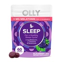 OLLY Sleep Gummy, 3 mg Melatonin, L- Theanine, Chamomile, 和柠檬鲍姆提取物, Blackberry Flavor, 30天供应量 - 60个计数