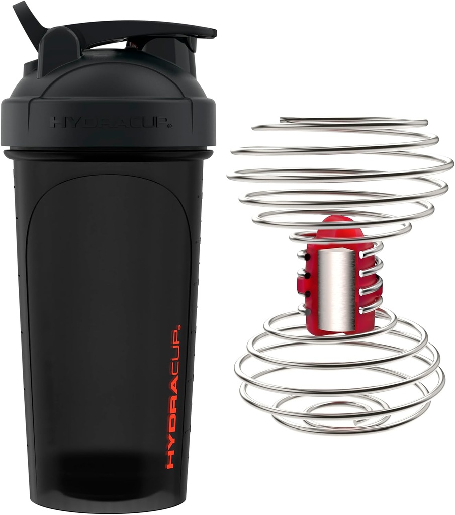 HydraCup Power Shaker w/Wighted Whisk, 28oz - 更快的混合, 需要更少的摇摆, 膝上无蛋白摇摆, 摇摆杯( 聚丙烯, 黑色)