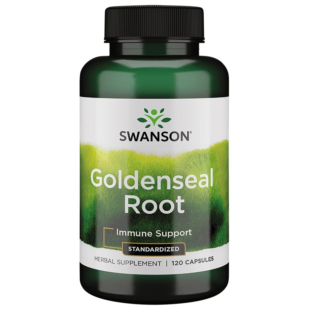 Swanson Goldenseal Root -- -- 草药补充剂,促进免疫支持和整体健康 -- -- 地物金质根提取标准化为最低5%的Alkaloids总量 -- -- (120盖,每盖125毫克)
