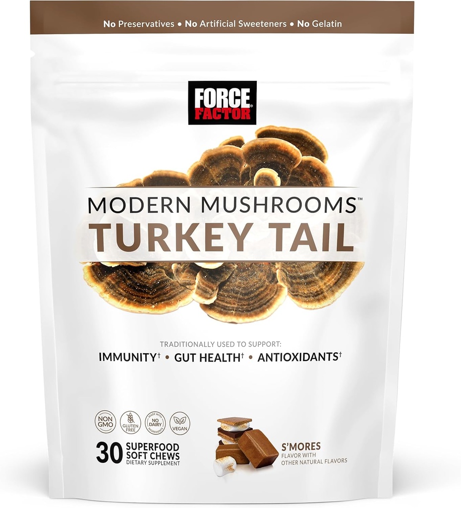 FORCE FACTOR 现代蘑菇 软壳 软壳 土耳其 Tail 蘑菇 支持豁免,消化健康和生命力 抗氧化剂 软壳 软壳 30