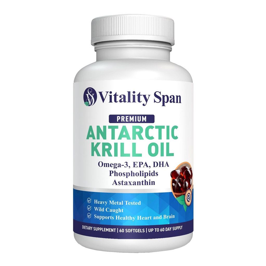 Krill Omega 3 Astaxanthin Choline DHA EPA,高级吸收、超强、无鱼油余味、重金属试验、小尺寸软胶,500毫克