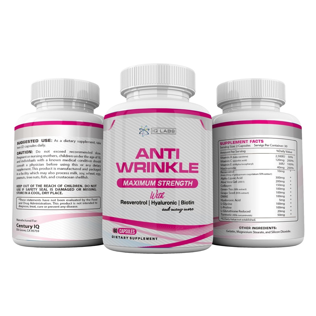 皮肤美容解决方案 (4)抗皱马克斯 240 capsules w/resveratrol, Alpha Lipoic Acid, Collagen, DMAE, Hyaluronic + Pills