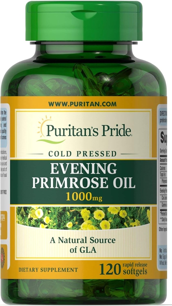 清教徒骄傲晚报 Primrose Oil 1000 Mg With Gla, 120 Counter