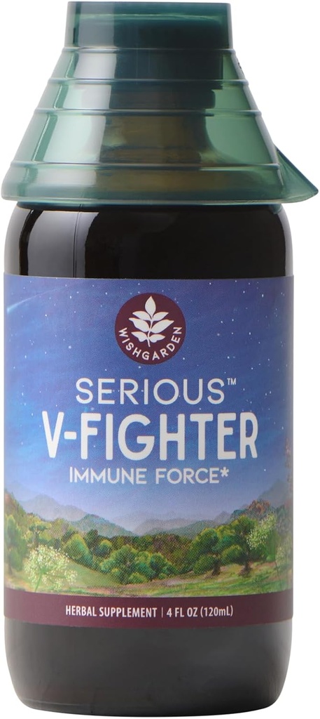WishGarden Herbs Serious V-Fighter - 植物草药快速免疫支持和呼吸卫生 OSHA & Goldenseal, Soothes Aches & 刺激性肺,支持优化体温, 4oz