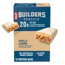 CLIF BUILDERS 蛋白棒 - 香草杏仁-20g 植物基蛋白质 - Gluten Free - 非GMO - 低甘油 - 无人工甜甜剂 - 2.4 oz. (12 Pack)