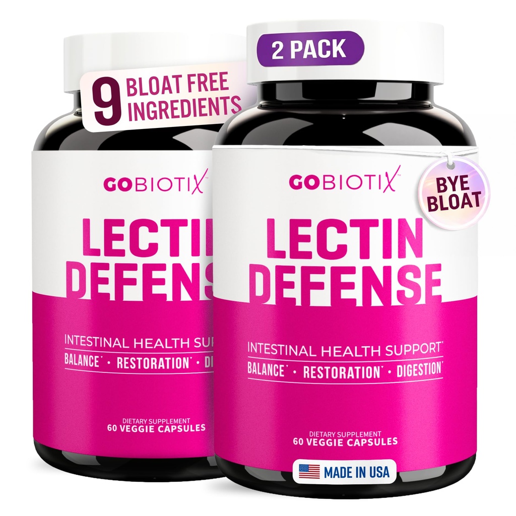 GOBIOTIX Lectin Defense - Lectin Blocker 配有MSM和消化酶的Lecky Gut的Leckin Blocker 补充剂 - 妇女和男子肠内健康中的艾滋病 - 非GMO + Gluten 免费 - 60 Capsules (2)