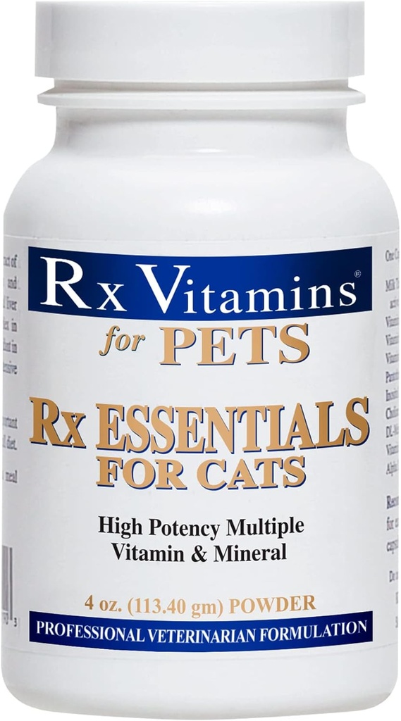 Rx 猫类维生素基本成分 - 维生素和矿物多维素补充剂 - 加湿或干猫食品 - 粉末 4 oz