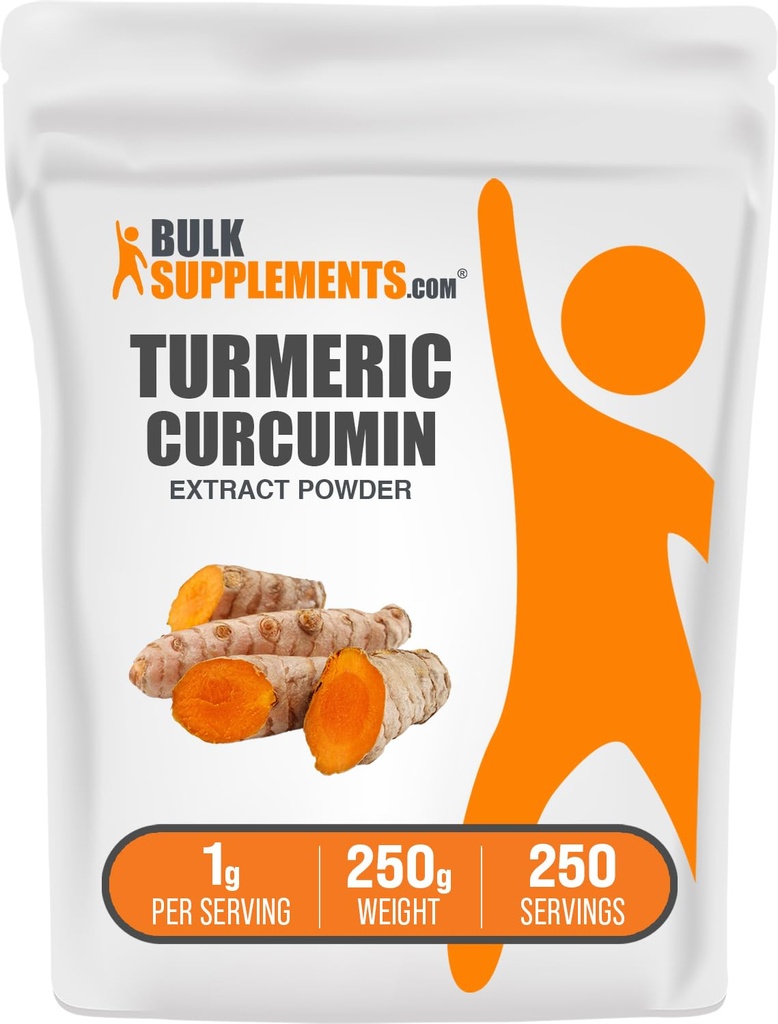 Bulk Assupports.com 涡轮萃取粉末 - 来自涡轮根,Curcumin Assupposes,涡轮曲霉素粉末 - Gluten Free, 1g / service, 250g (8.8 oz) (Pack of 1)