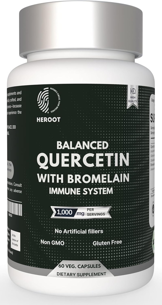 500mg Quercetin with Bromelain Capsules:呼吸支持 非GMO QQ Gluten Free QQ 支持整体健康与健康(60 Capsules)