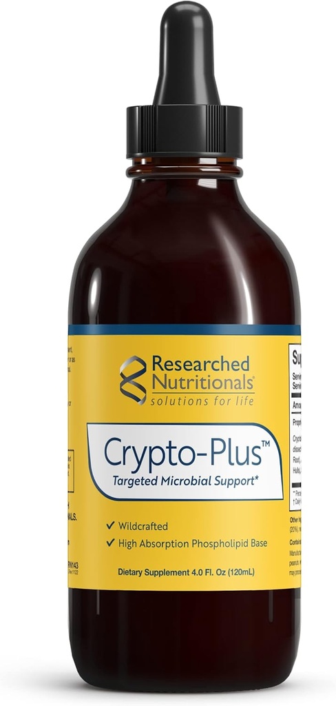 研究营养学 Crypto-Plus - 目标微生物和免疫支持公式,配有红根、黑胡桃提取剂和磷脂最大营养吸收剂(4 Fl Oz)
