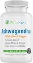 有机Ashwagandha Capsules 配黑辣椒,支持荷尔蒙,非GMO,无胶囊,Vegan,天然,60 Capsules