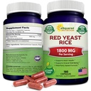 aSquared East Rice 1800mg -- -- 支持心血管健康的维根粉丸补充营养1800mg -- -- 180个Vegie Capsules