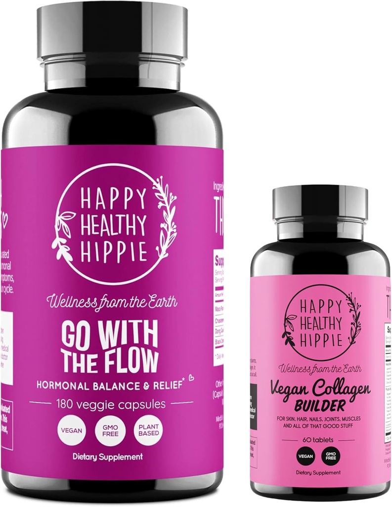 快乐健康 Hippie Vegan Collagen 构建者 与流荷尔蒙平衡 180 Ct