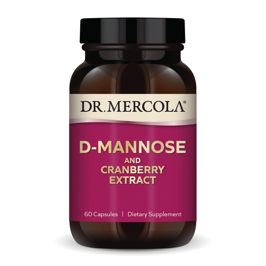 Mercola D-Mannose博士和Cranberry 提取器,30名服务员(60名卡普勒斯),膳食补充品,支持尿道切除术保健,非GMO